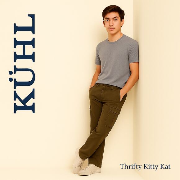 Kuhl Boys Revolvr Adjustable Waist Cargo Pants L [14-16] Green Gorpcore  Utility - Picture 1 of 13